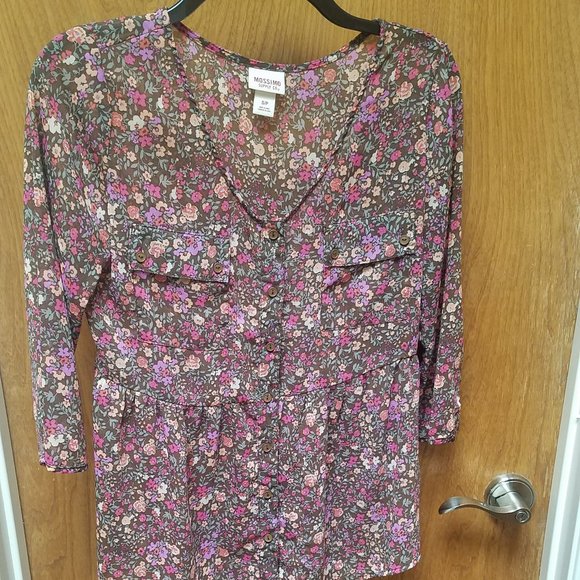 Brown Floral Peplum Top - Picture 1 of 5